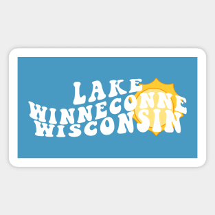 Sunshine in Lake Winneconne Wisconsin Retro Wavy 1970s Summer Text Magnet